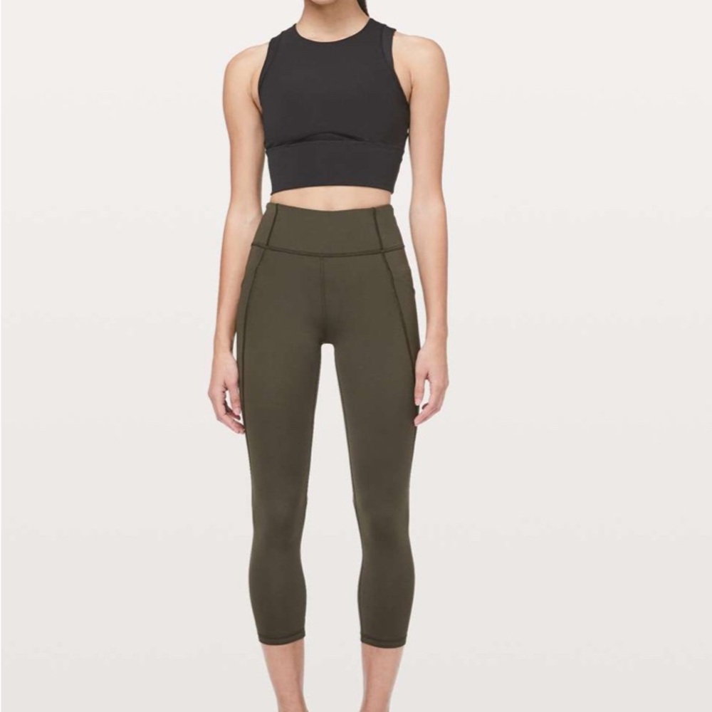 Lululemon Time to Sweat leggings Sz 2 Dark Olive Green